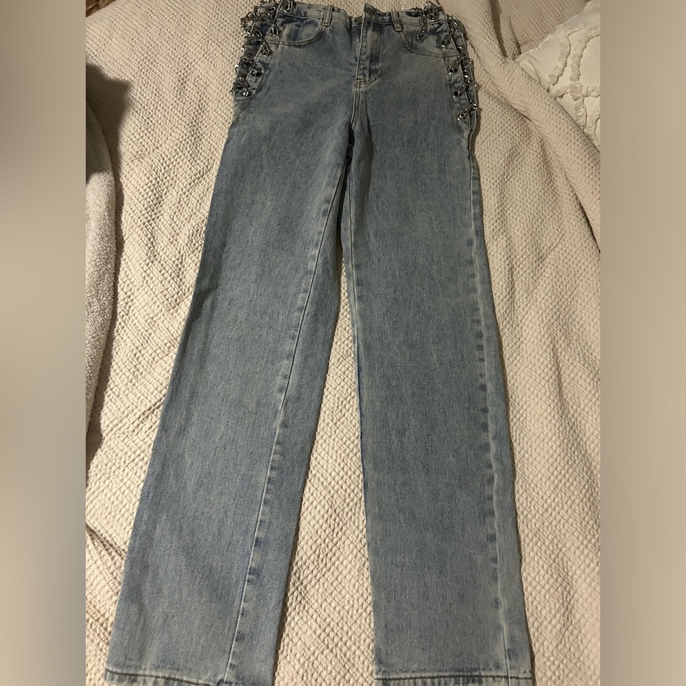 Jeans with chain up the side